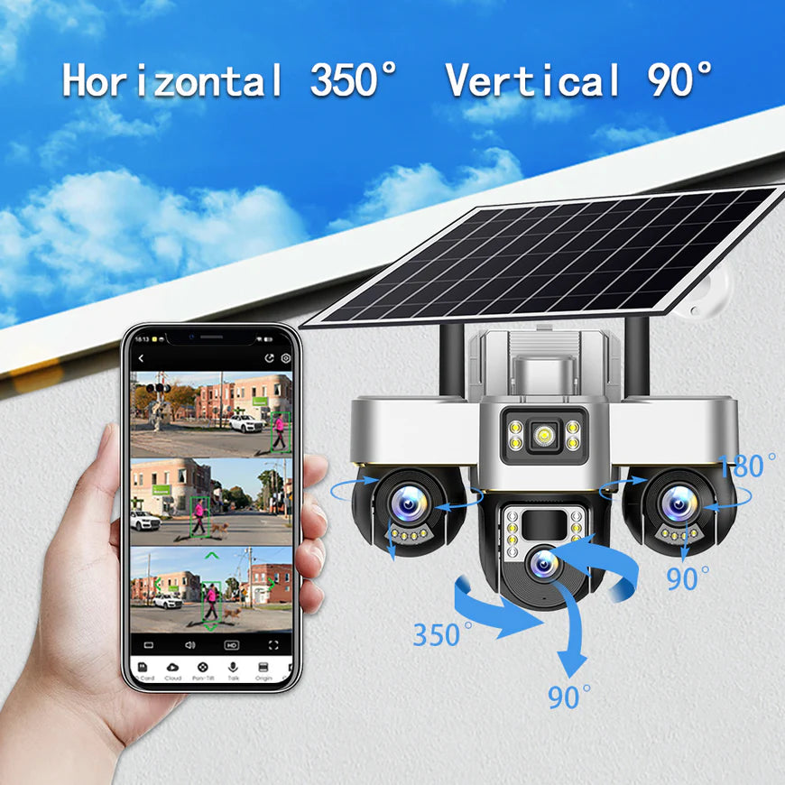 Nouvelle caméra solaire à 3 objectifs Rigamiz™️-أقوى نظام حماية ذكي في العالم