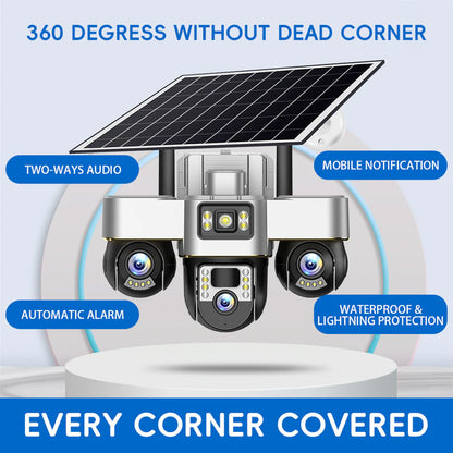 Nouvelle caméra solaire à 3 objectifs Rigamiz™️-أقوى نظام حماية ذكي في العالم
